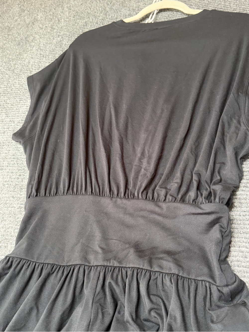 HALARA Black Short-Sleeve Midi Dress with Elastic Waist nwt - Picture 7 of 8
